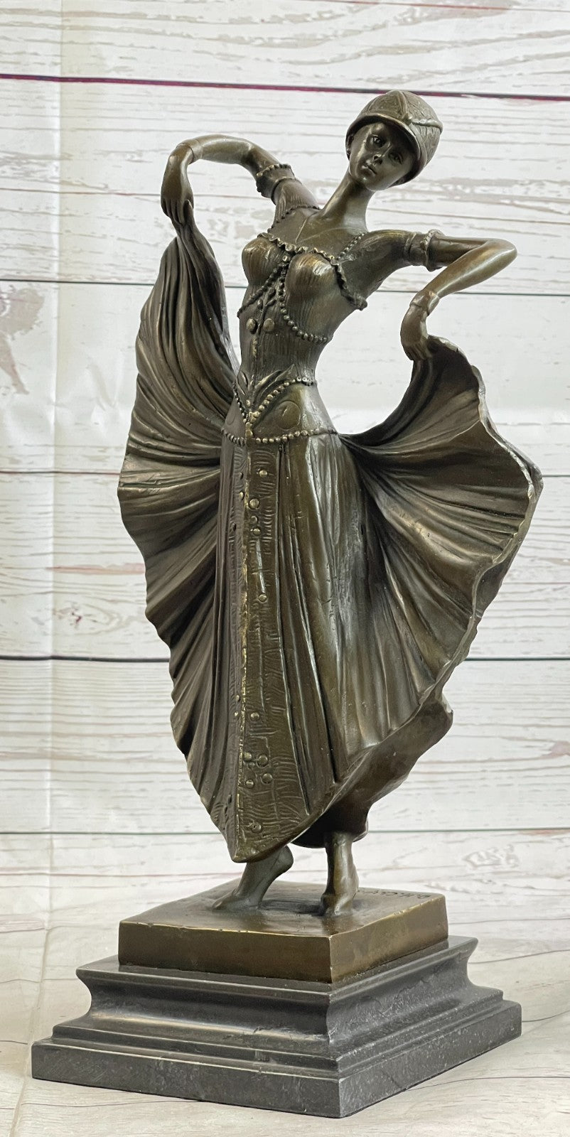 LOVELY1920`s DECOR NOUVEAU DANCER SIGNED CHIPARUS PURE HOTCAST BRONZE STATUE