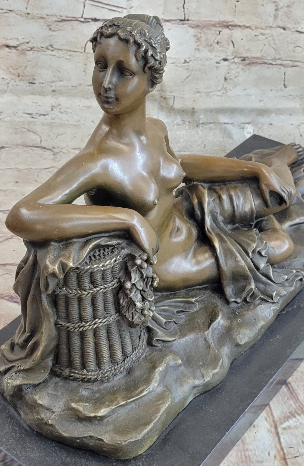 100% Bronze Sculpture Art Nouveau Nude Woman by Canova Gilt Masterpiece