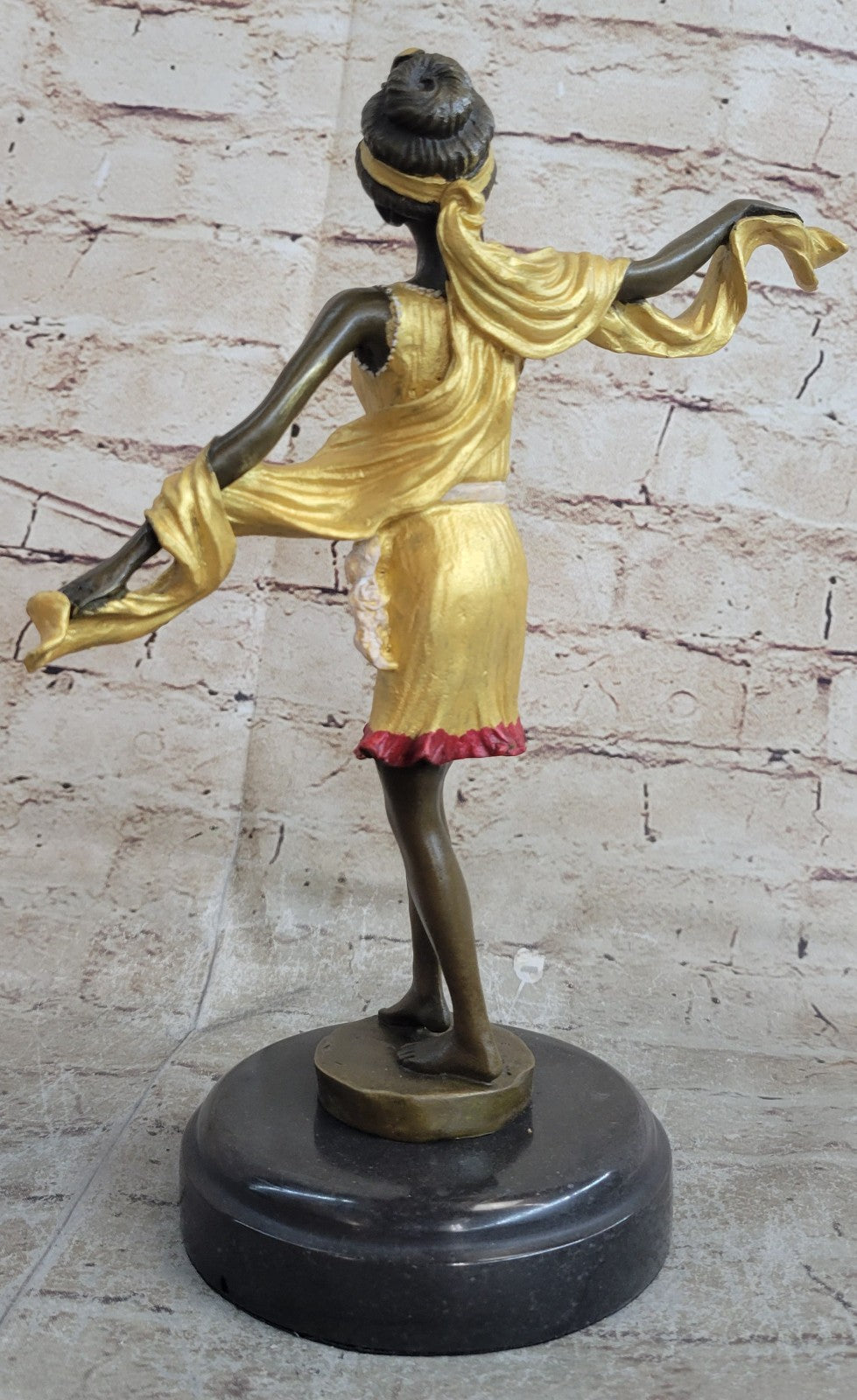Graceful Nude Dancer By Mirval Bronze Marble Figurine Art Deco Hand Made Figure