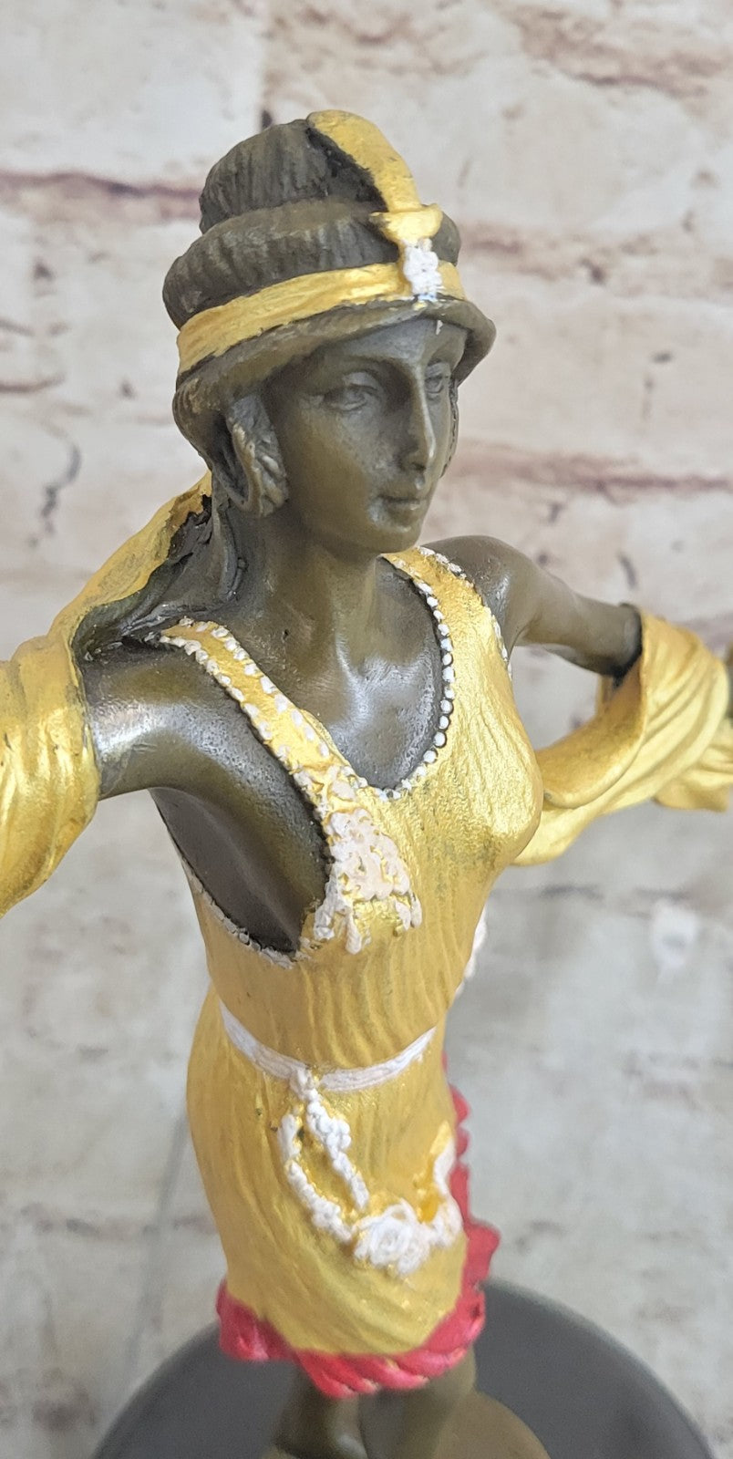 Graceful Nude Dancer By Mirval Bronze Marble Figurine Art Deco Hand Made Figure