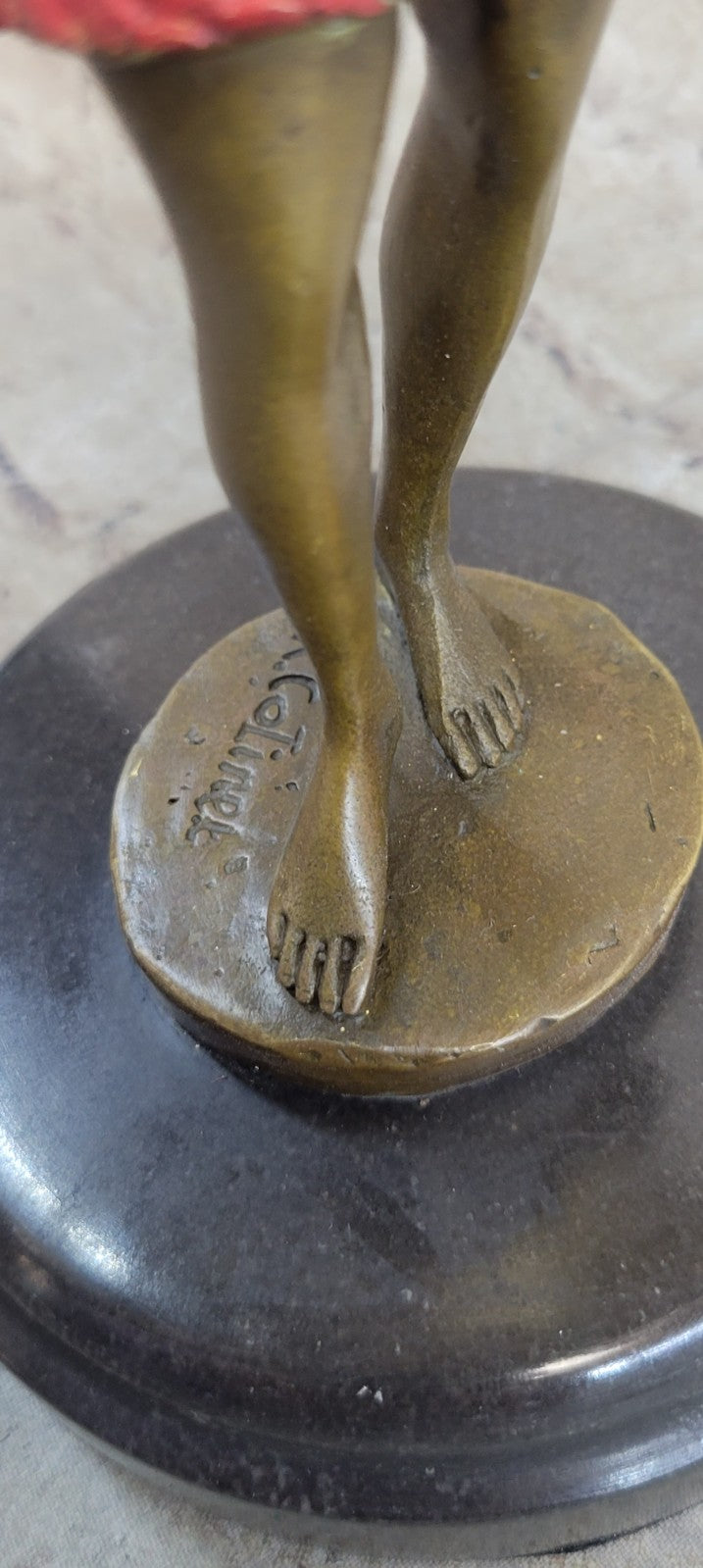 Graceful Nude Dancer By Mirval Bronze Marble Figurine Art Deco Hand Made Figure