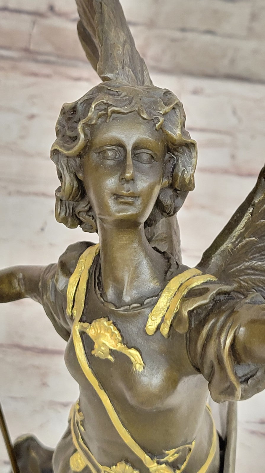 Collectible Bronze Sculpture Winged Victory Athena Nike Paris Louvre Art Deco Figurine
