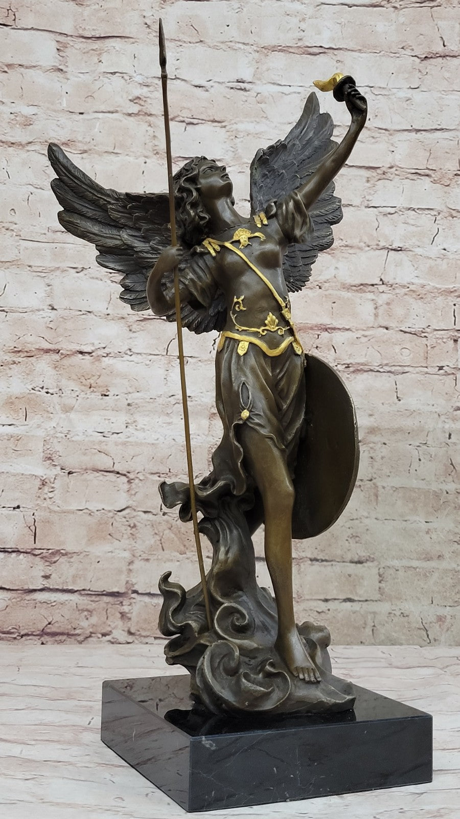 Collectible Bronze Sculpture Winged Victory Athena Nike Paris Louvre Art Deco Figurine