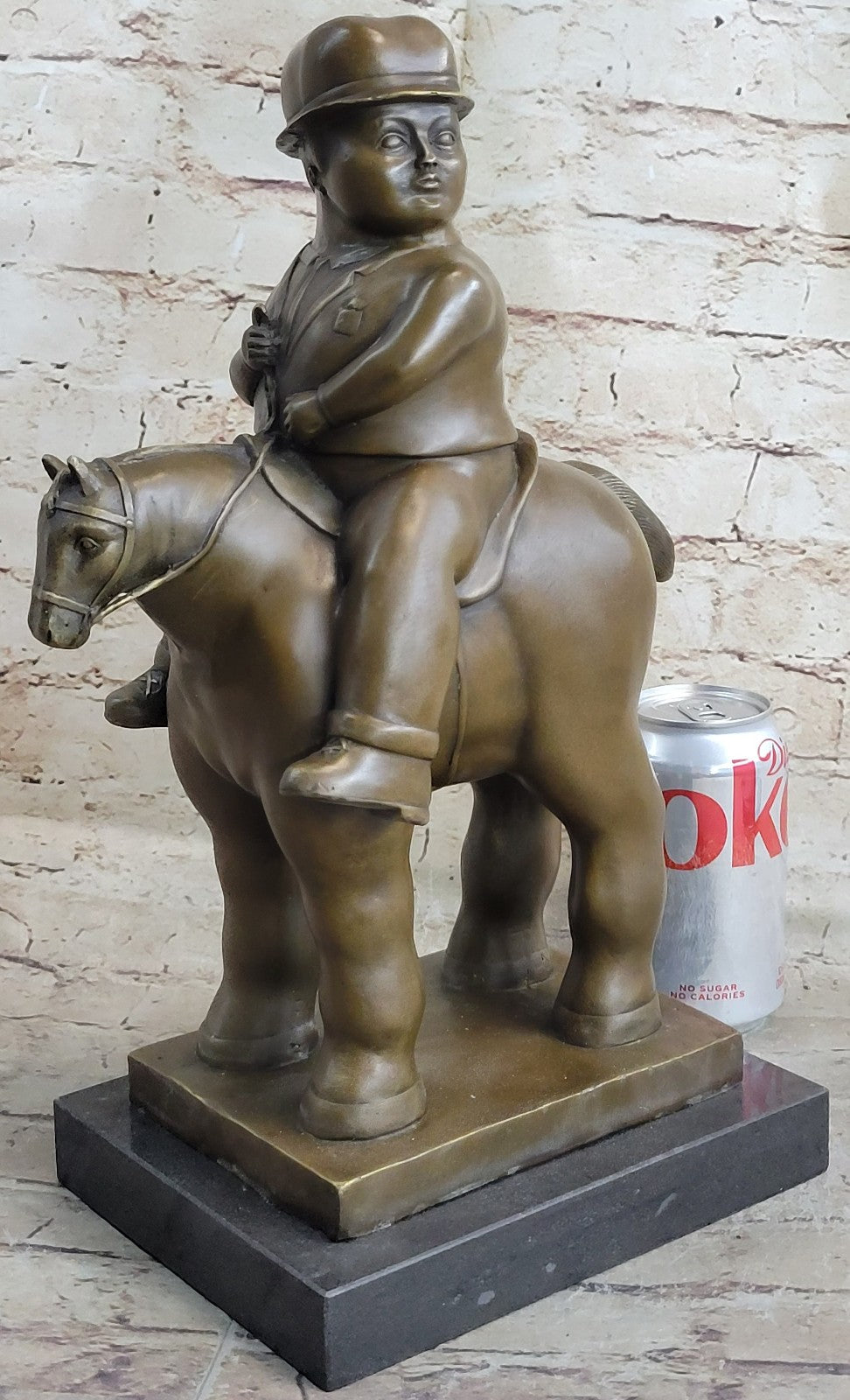 Bronze Sculpture Chubby Man on Horse Figure Signed Botero Sculpture Figurine Art