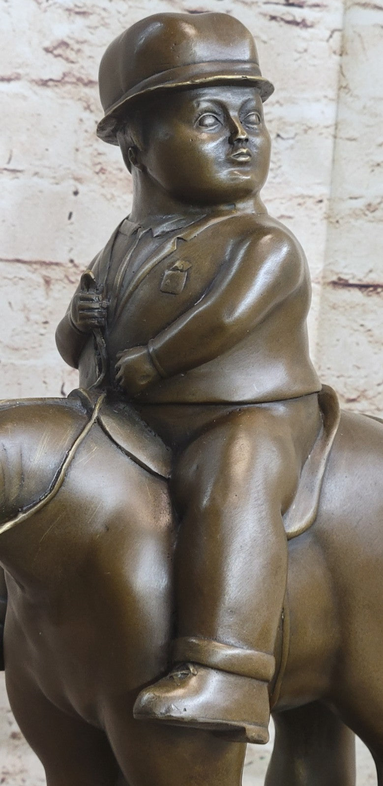 Bronze Sculpture Chubby Man on Horse Figure Signed Botero Sculpture Figurine Art