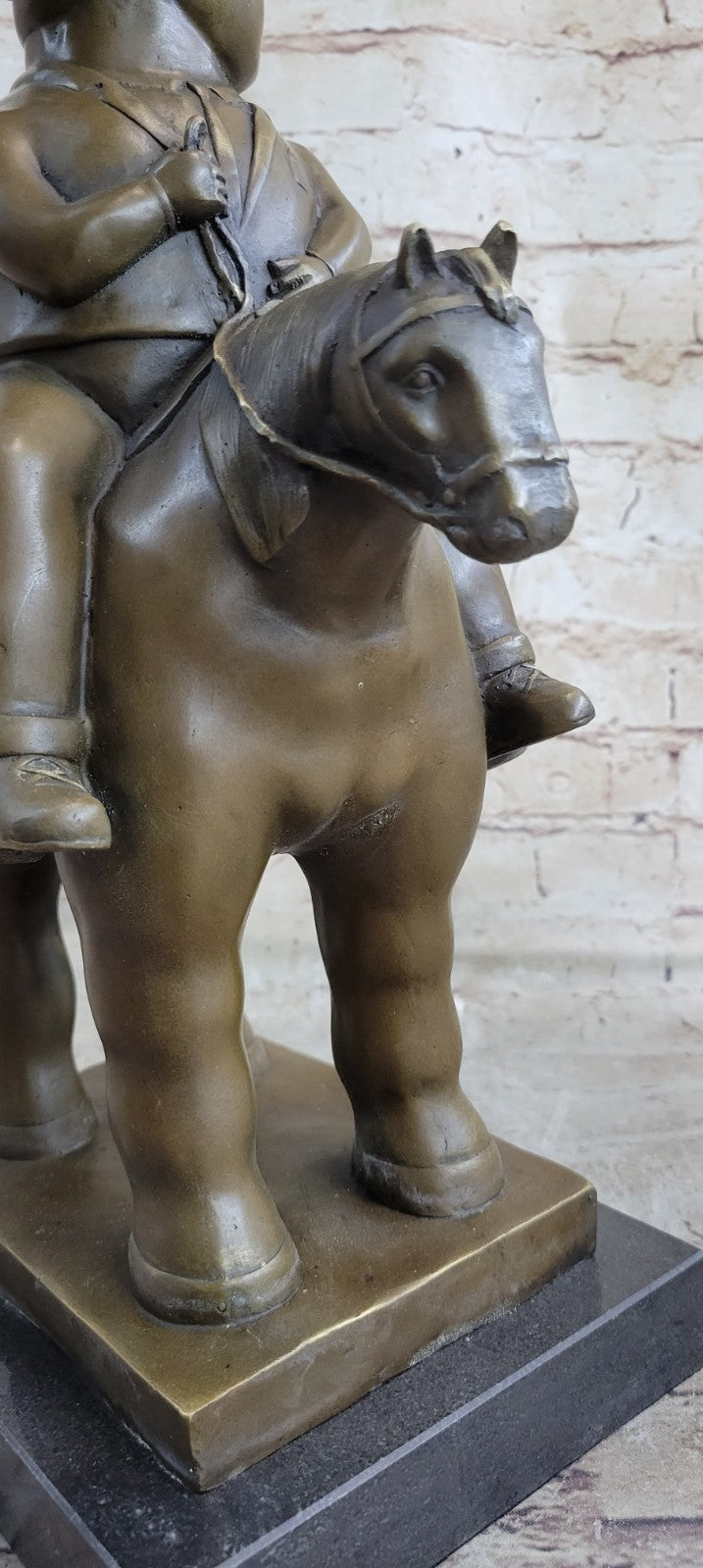 Bronze Sculpture Chubby Man on Horse Figure Signed Botero Sculpture Figurine Art
