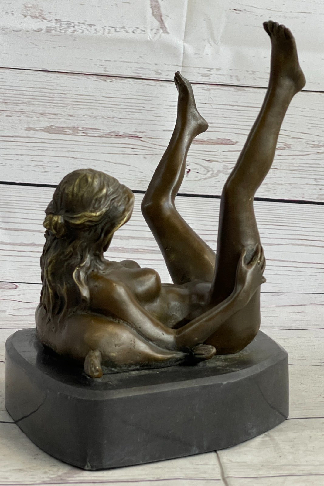 Bronze Art Deco Sculpture Nude Woman w/ Marble Base- Signed Nino Oliviono Sale