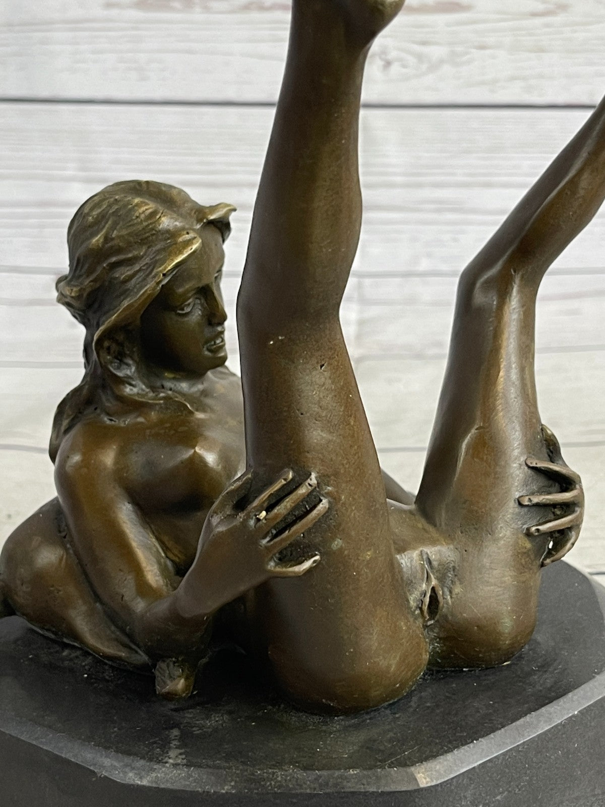 Bronze Art Deco Sculpture Nude Woman w/ Marble Base- Signed Nino Oliviono Sale