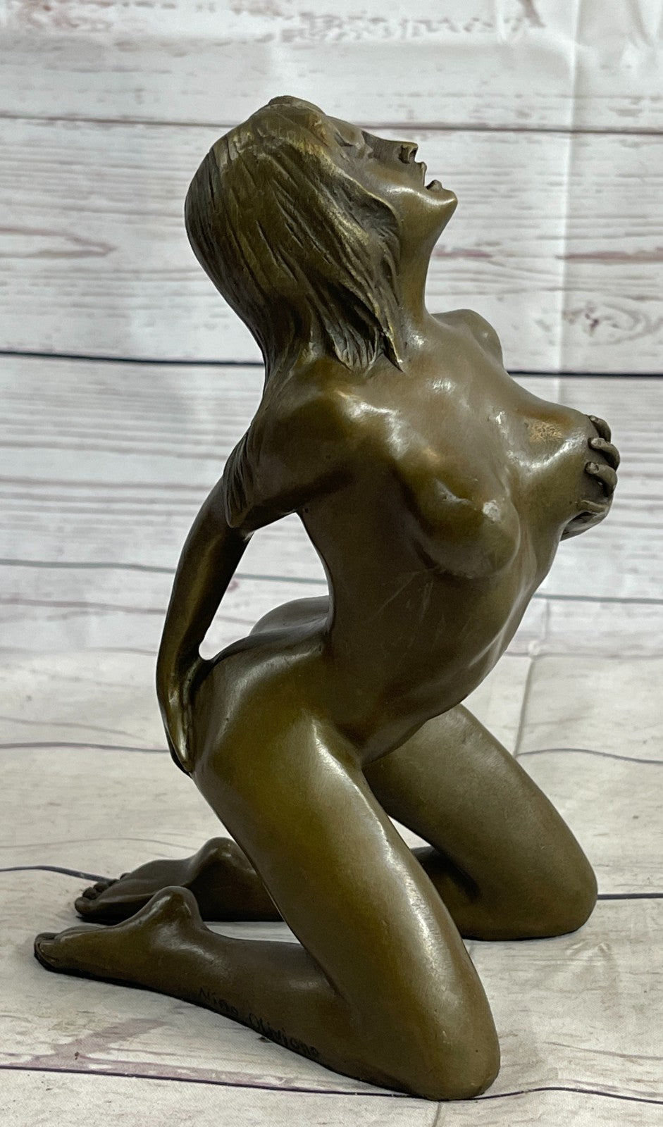 Nude Bronze Statue Sculpture Figure Young Girl Woman Erotic Sexual Art Noveau