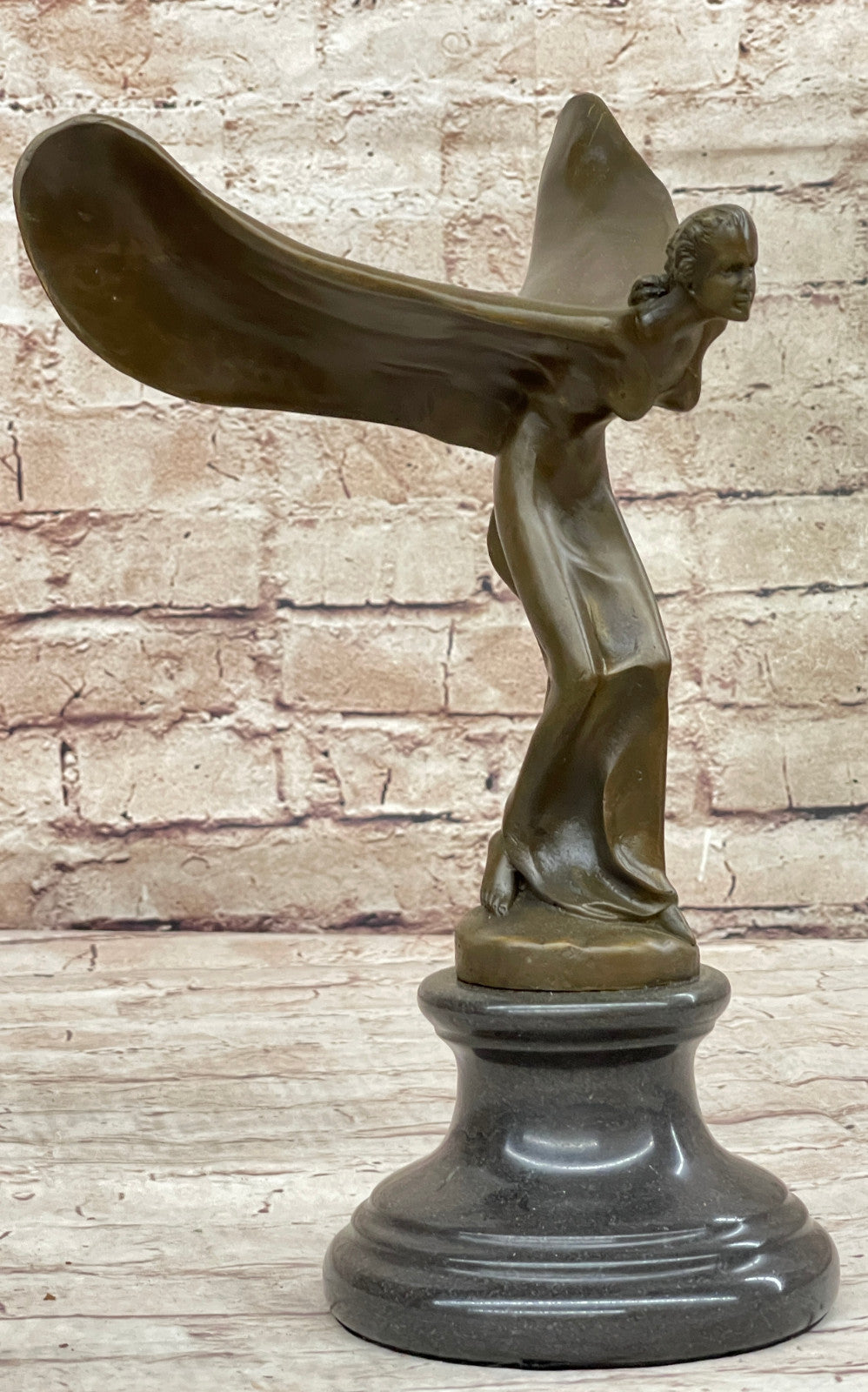 Bronze Art Nouveau Spirit of Ecstasy Handmade Statue Home Office Decor