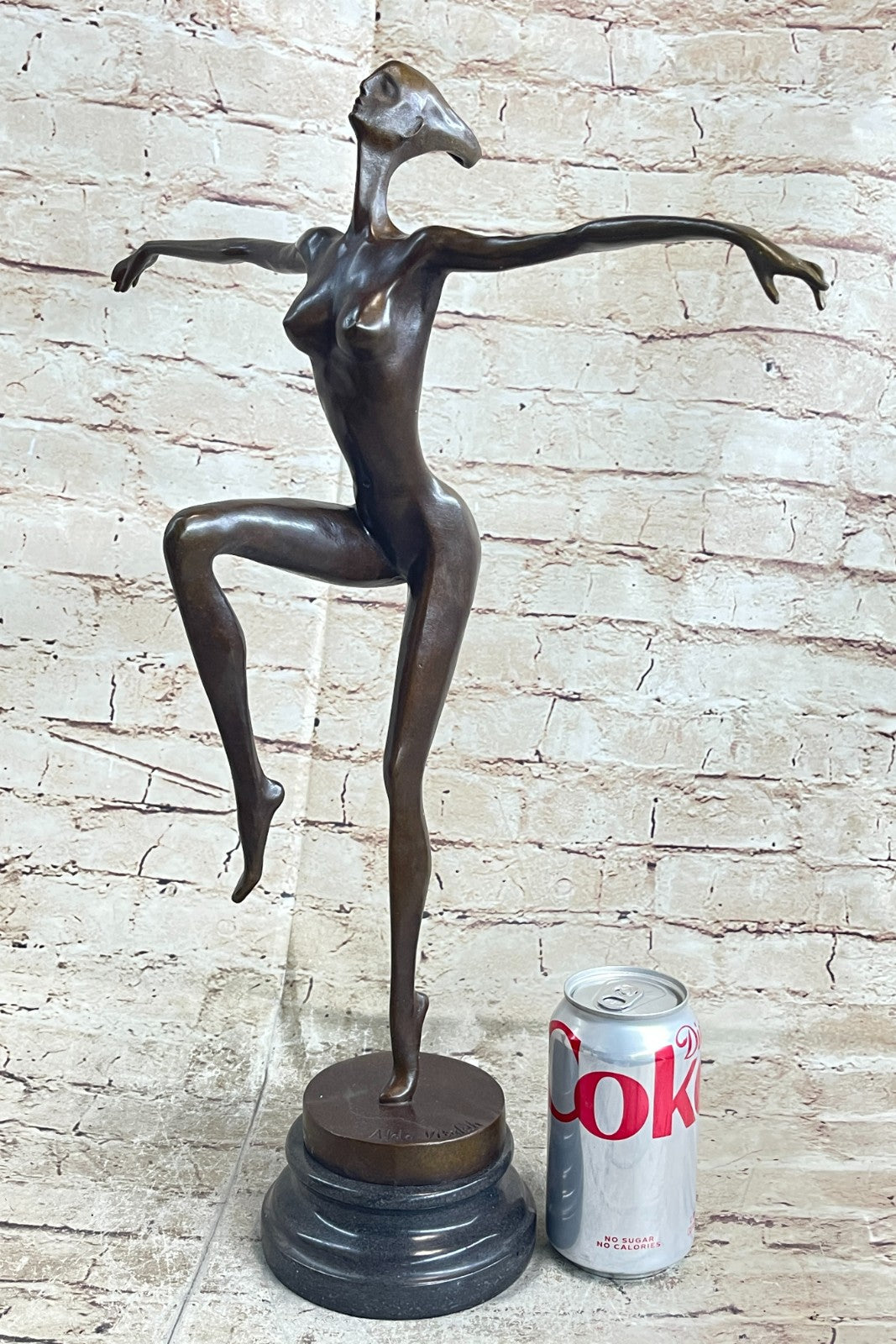 Hot Cast Aldo Vitaleh Lady Girl Ballerina Bronze Nude Statue Dance Sculpture 