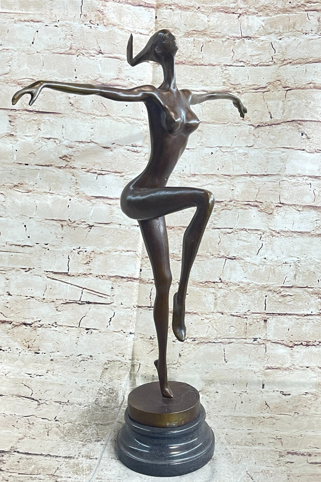 Hot Cast Aldo Vitaleh Lady Girl Ballerina Bronze Nude Statue Dance Sculpture 
