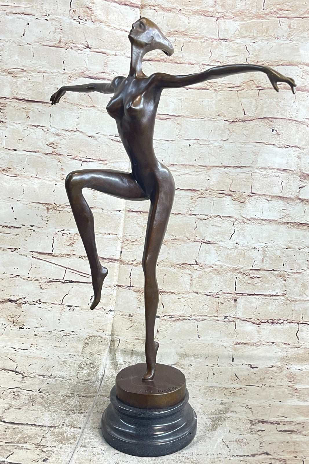 Hot Cast Aldo Vitaleh Lady Girl Ballerina Bronze Nude Statue Dance Sculpture 