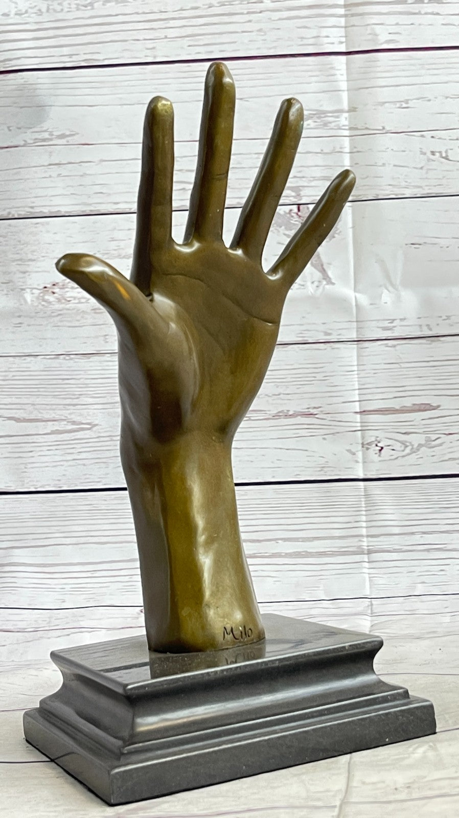 Handcrafted Detailed abstract Modern art Hand with Ear Bronze Sculpture Statue