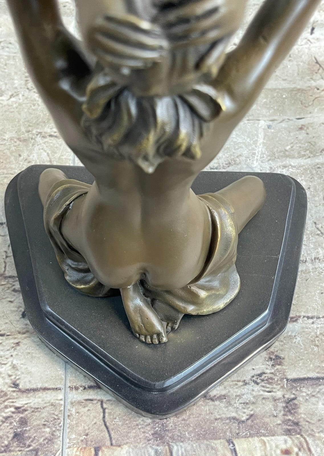 Abstract Modern Art Nude Girl Captive Bronze Sculpture Marble Base Statue Figure