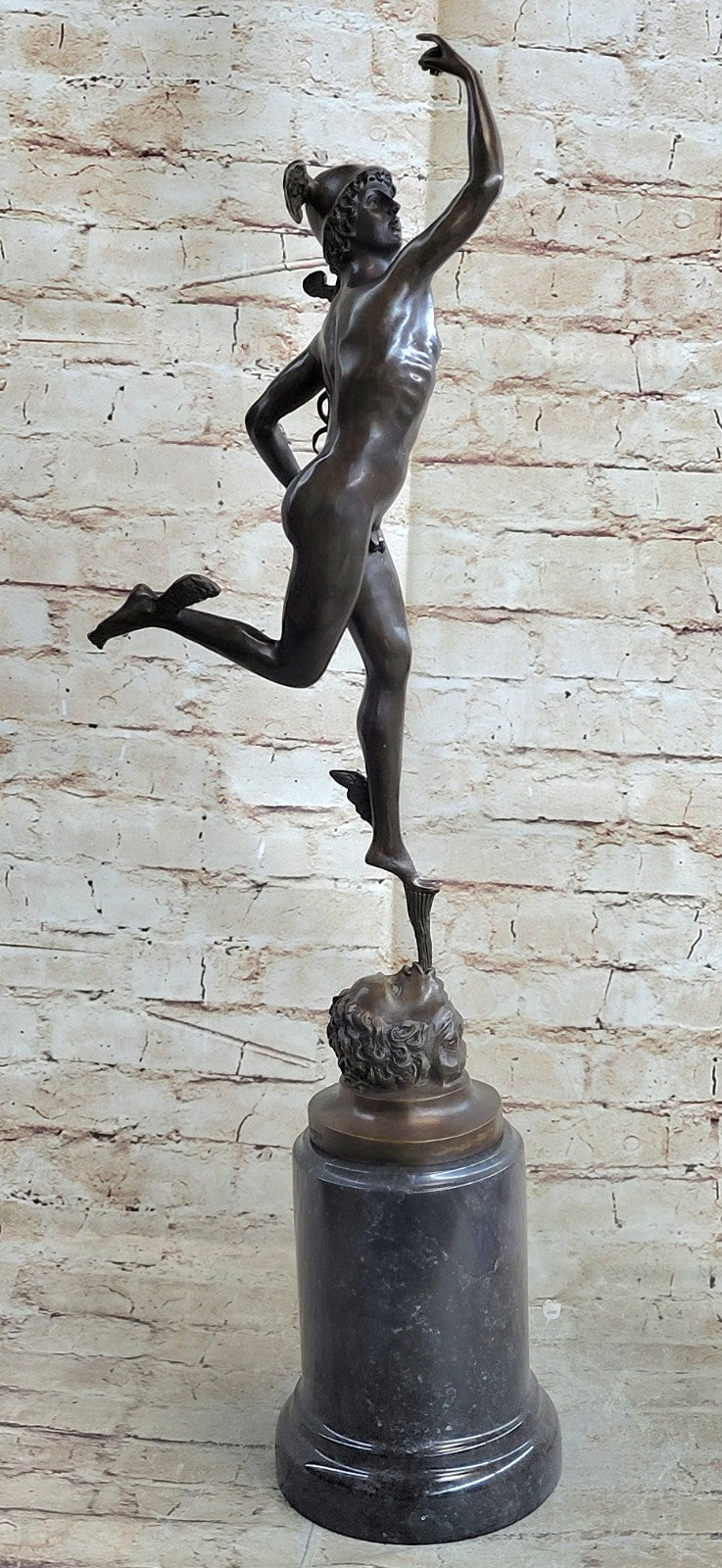 LARGE BRONZE STATUE MERCURY HERMES ART FIGURE HOT CAST FIGURINE GREEK MYTHOLOGY