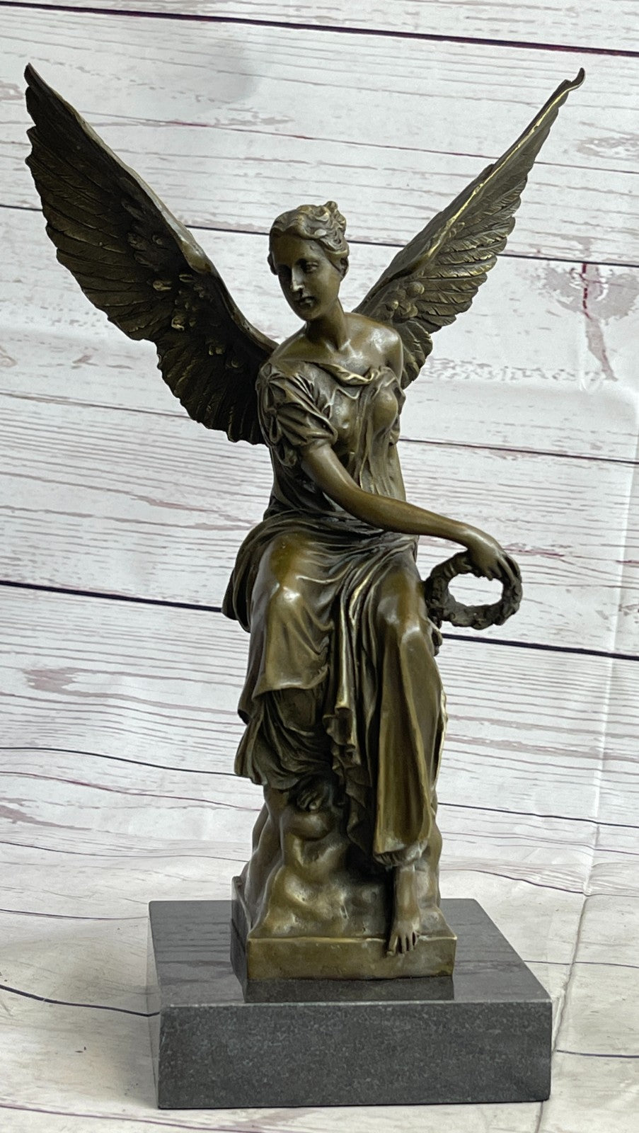 Handcrafted bronze sculpture SALE Celesti On Sits Angel Beautiful Moreau Figure