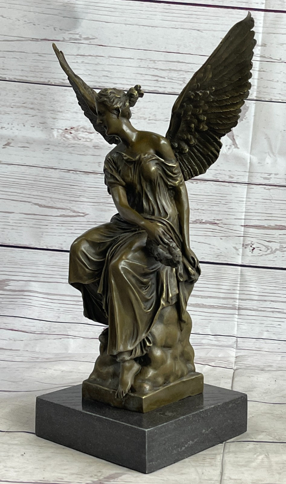 Handcrafted bronze sculpture SALE Celesti On Sits Angel Beautiful Moreau Figure