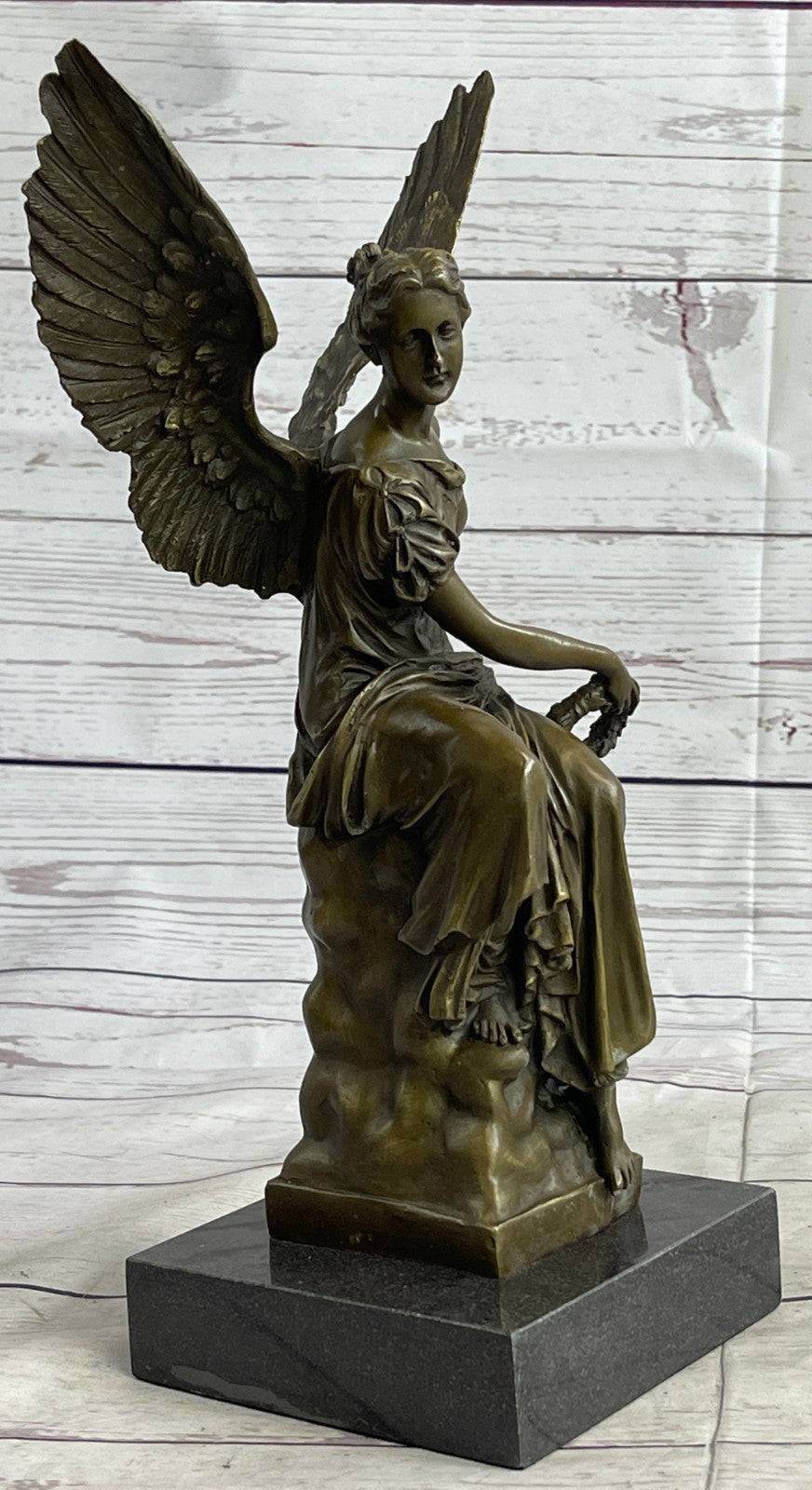 Handcrafted bronze sculpture SALE Celesti On Sits Angel Beautiful Moreau Figure