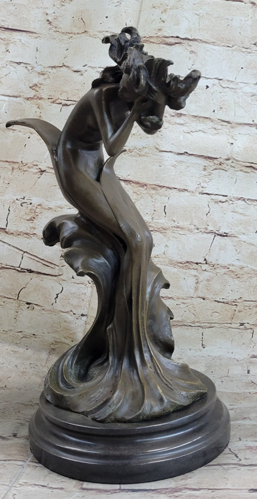 HEAVY BRONZE SCULPTURE ABSTRACT MODERN ART HOME DECOR MYTHOLOGY MEDUSA HAIR NUDE