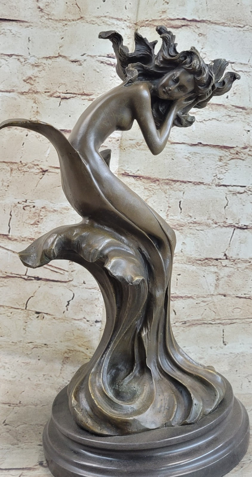 HEAVY BRONZE SCULPTURE ABSTRACT MODERN ART HOME DECOR MYTHOLOGY MEDUSA HAIR NUDE