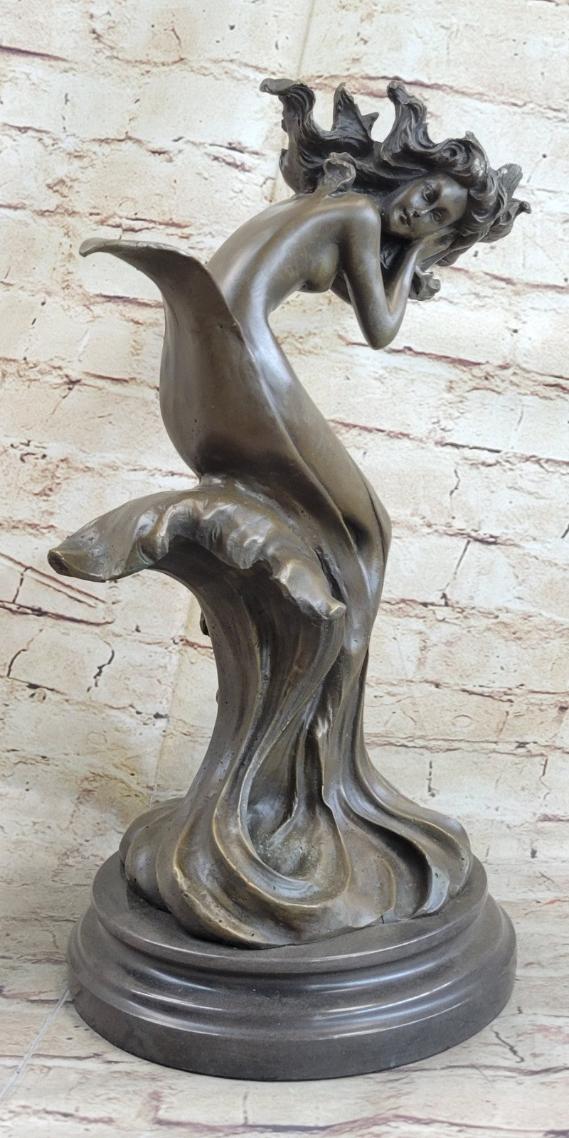 HEAVY BRONZE SCULPTURE ABSTRACT MODERN ART HOME DECOR MYTHOLOGY MEDUSA HAIR NUDE