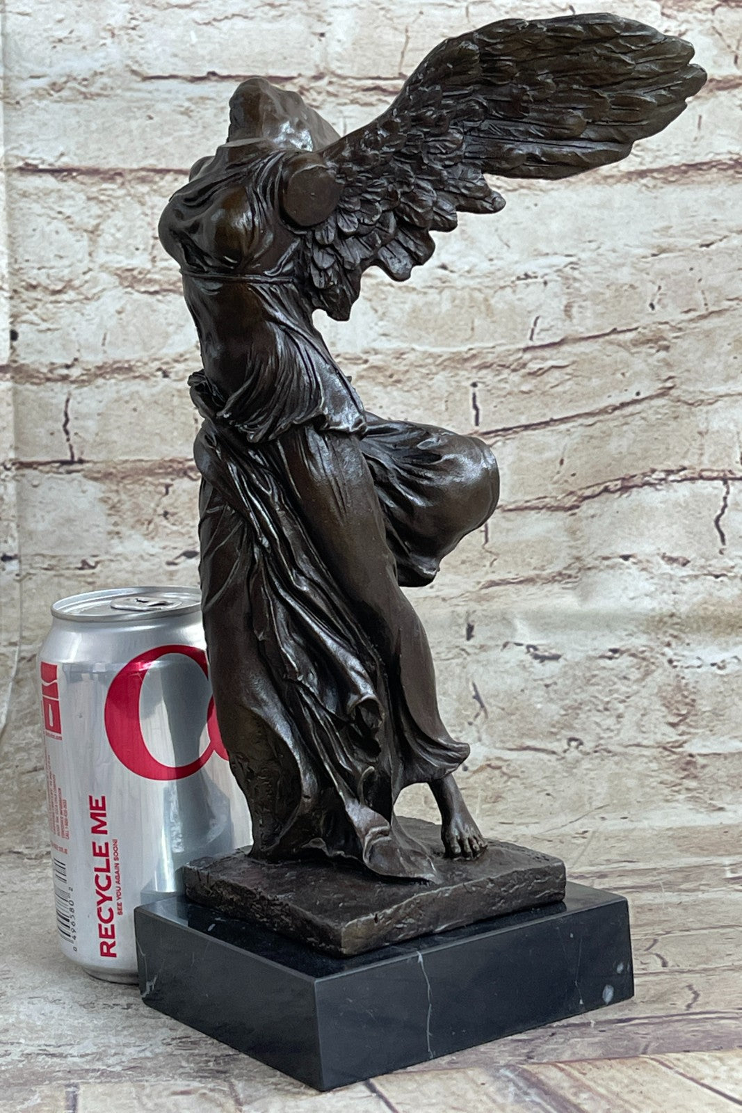 Nike Paris Louvre Winged Victory Athena 25" Bronze Marble Statue Sculpture Art