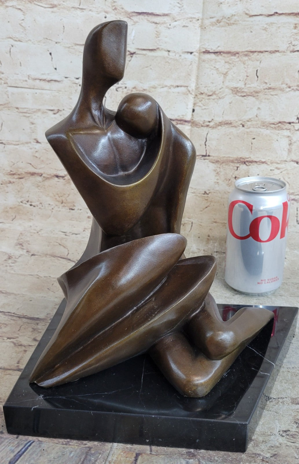 100% Solid Bronze Abstract Couple Holding Each Other by Lost Wax Method Figurine Art