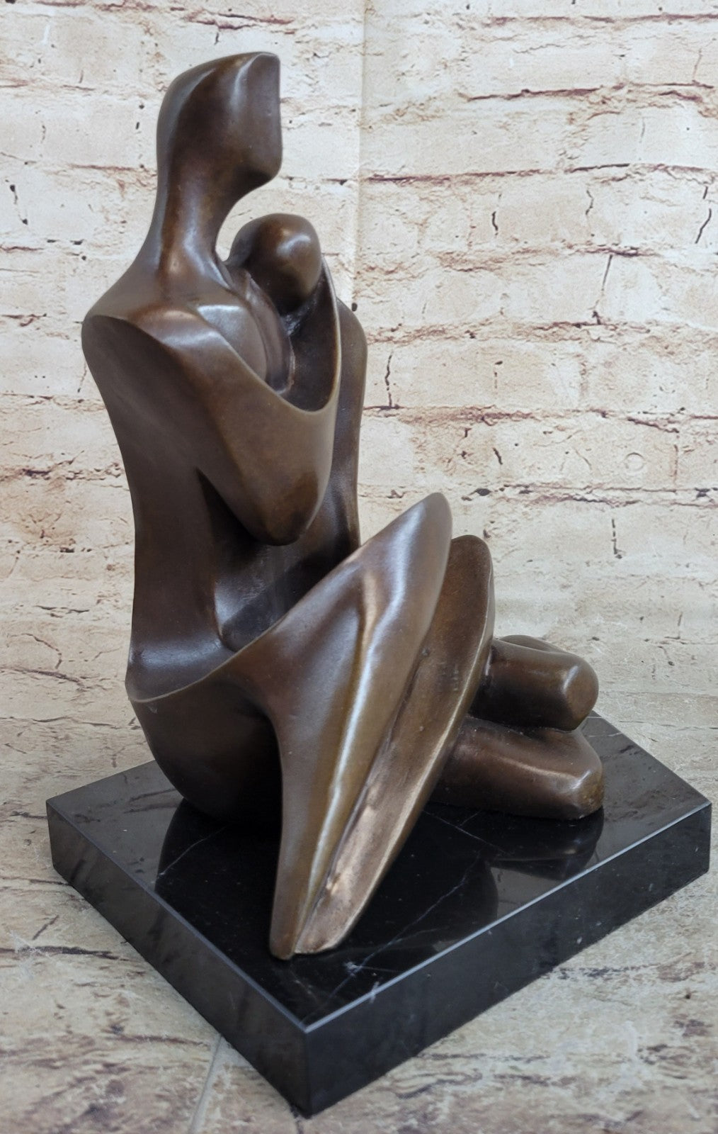 100% Solid Bronze Abstract Couple Holding Each Other by Lost Wax Method Figurine Art