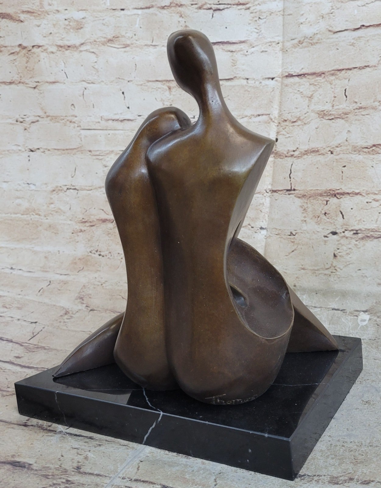 100% Solid Bronze Abstract Couple Holding Each Other by Lost Wax Method Figurine Art