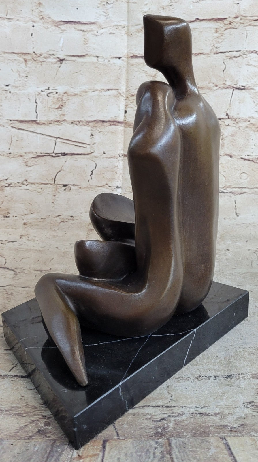 100% Solid Bronze Abstract Couple Holding Each Other by Lost Wax Method Figurine Art