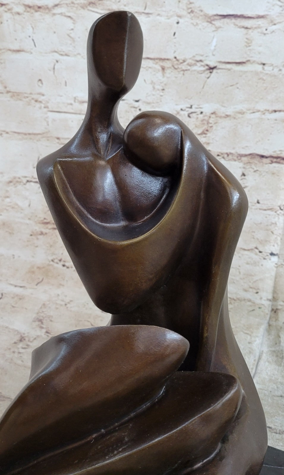 100% Solid Bronze Abstract Couple Holding Each Other by Lost Wax Method Figurine Art