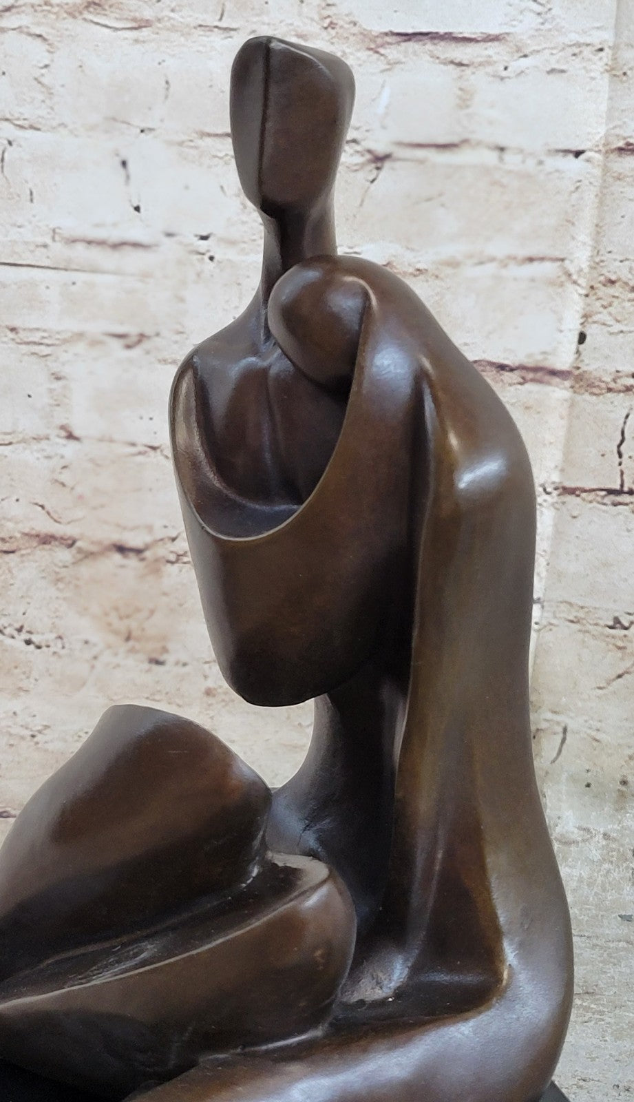 100% Solid Bronze Abstract Couple Holding Each Other by Lost Wax Method Figurine Art