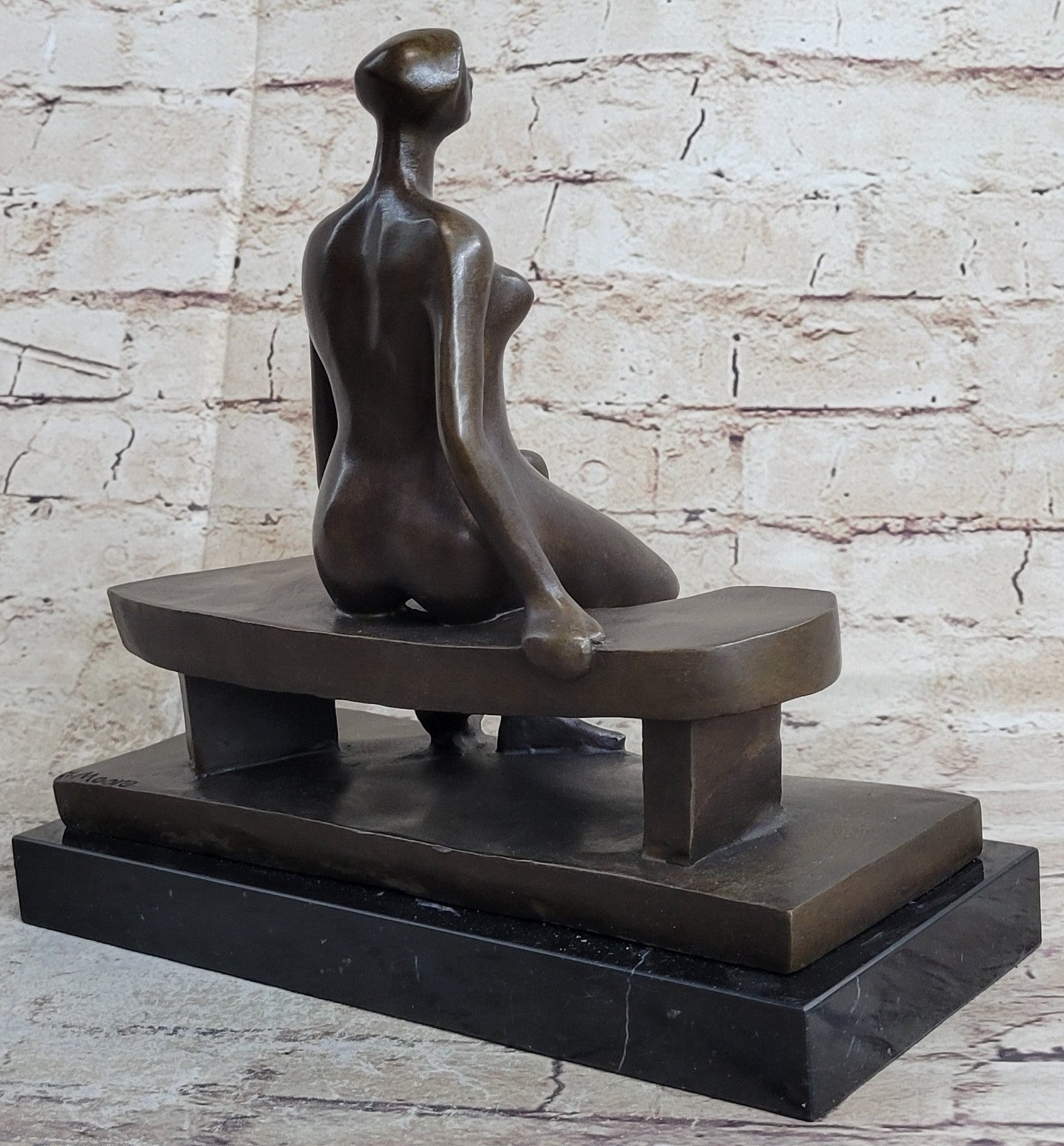 Brutalist Bronze Sculpture of Human Figure after Moore Dali Picasso Figurine Nude