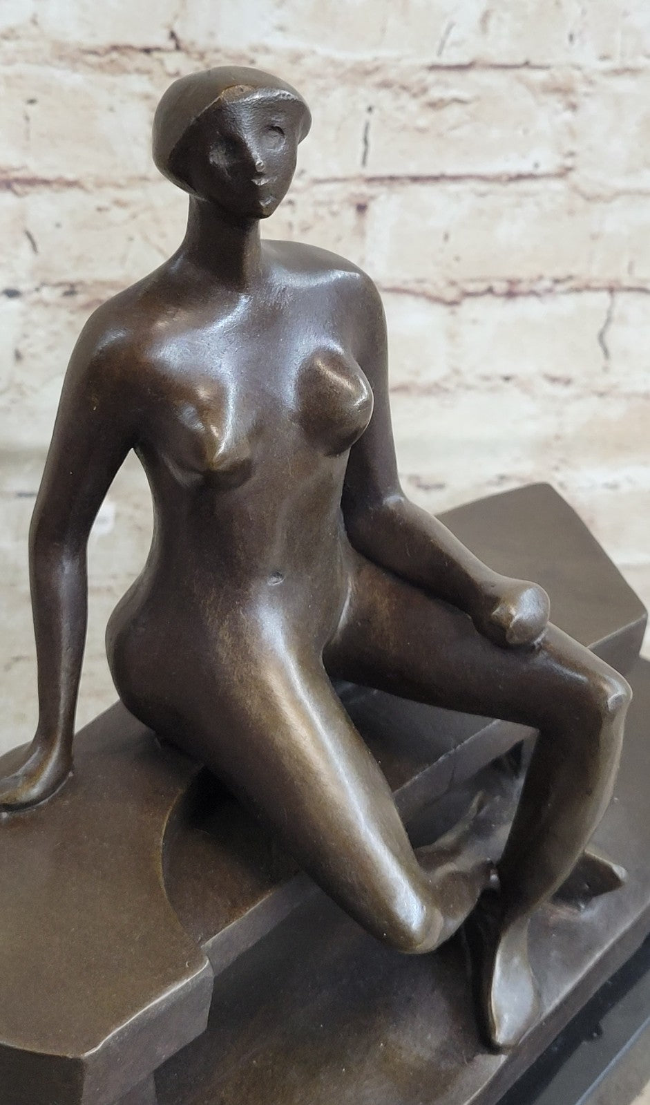 Brutalist Bronze Sculpture of Human Figure after Moore Dali Picasso Figurine Nude