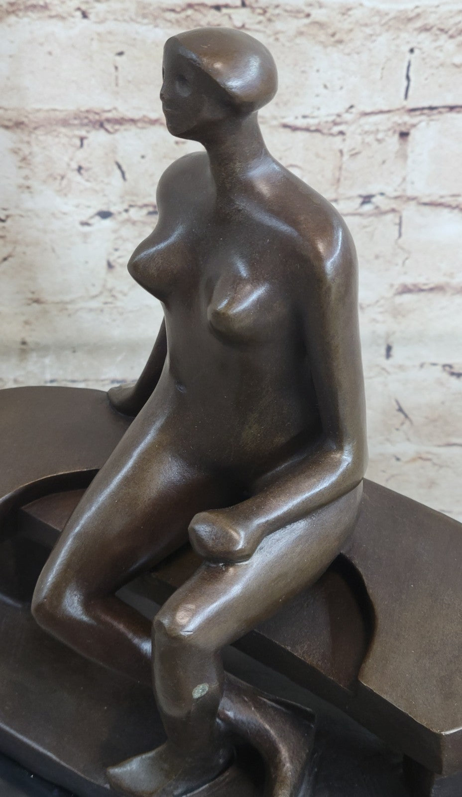Brutalist Bronze Sculpture of Human Figure after Moore Dali Picasso Figurine Nude