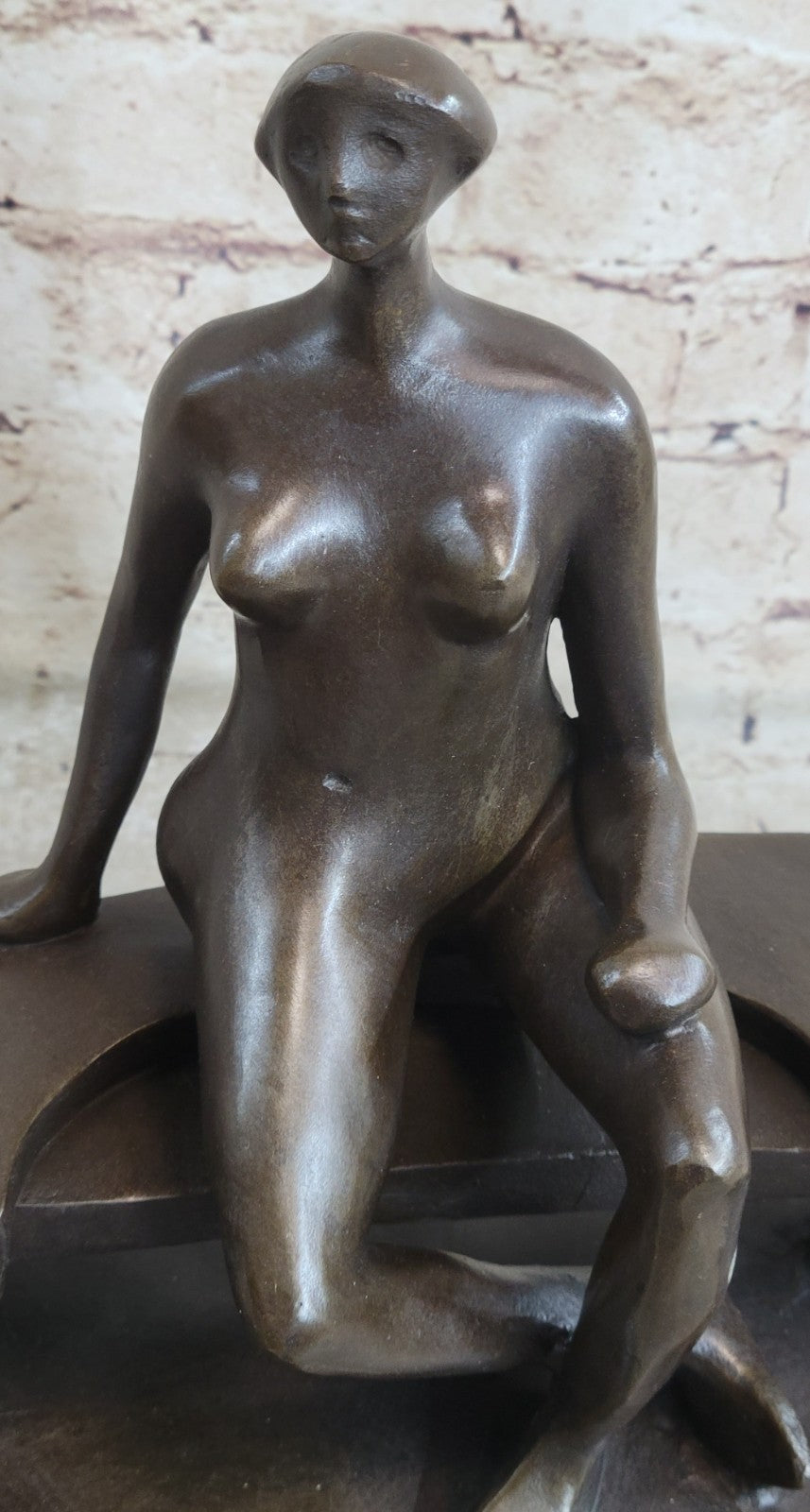 Brutalist Bronze Sculpture of Human Figure after Moore Dali Picasso Figurine Nude