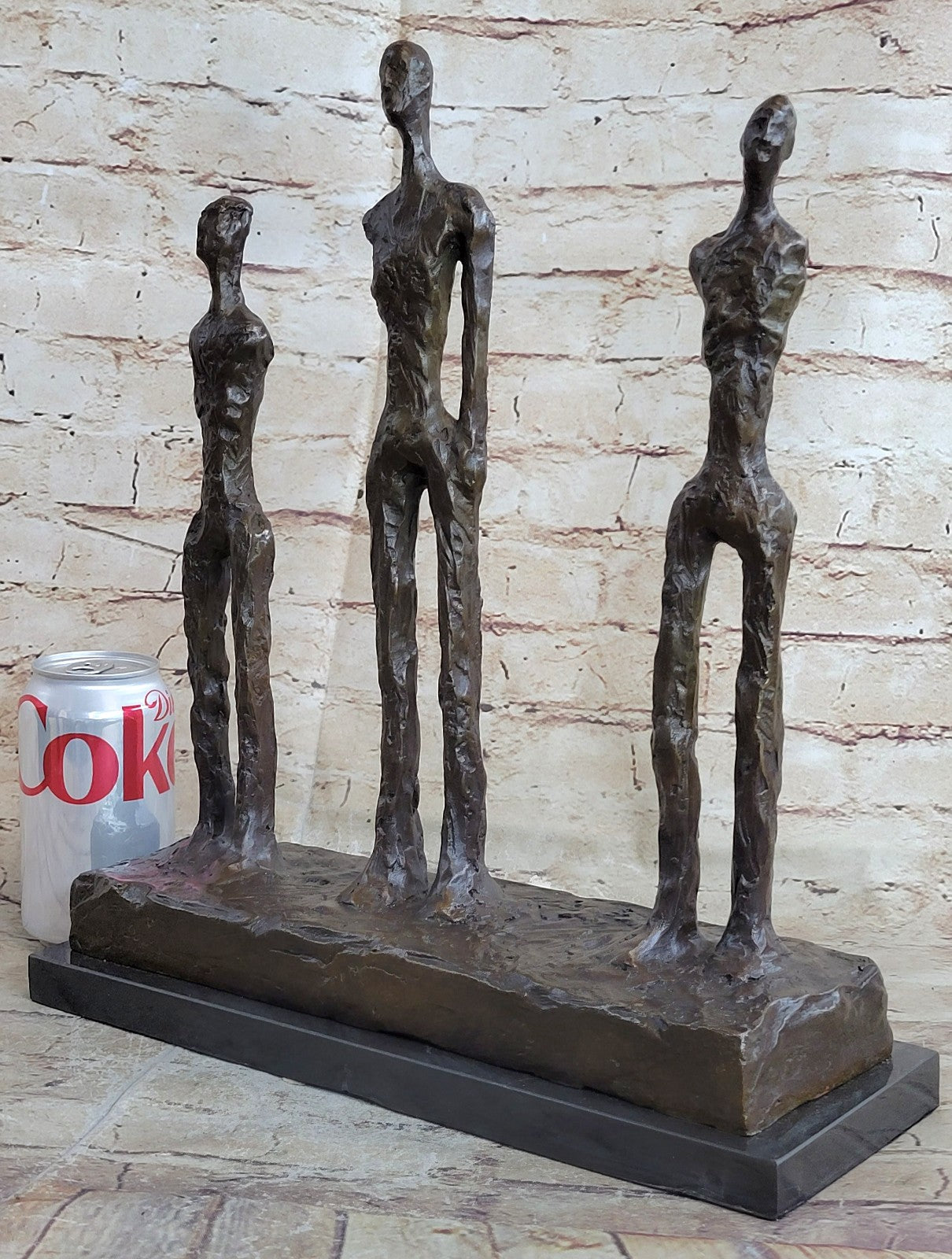 100% Solid Genuine Bronze 3 Male Stick Sculpture Home Office Decoration