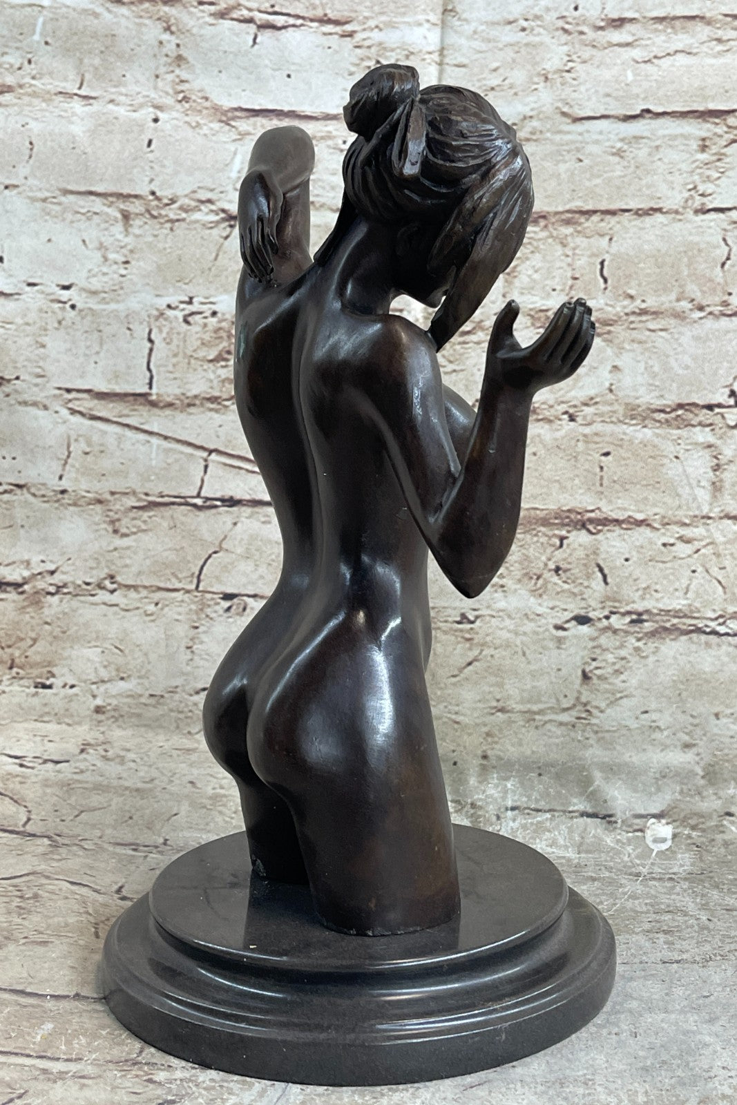 Vintage Classic Nude Female Portrait Bust Bronze Marble Statue Sculpture Figure