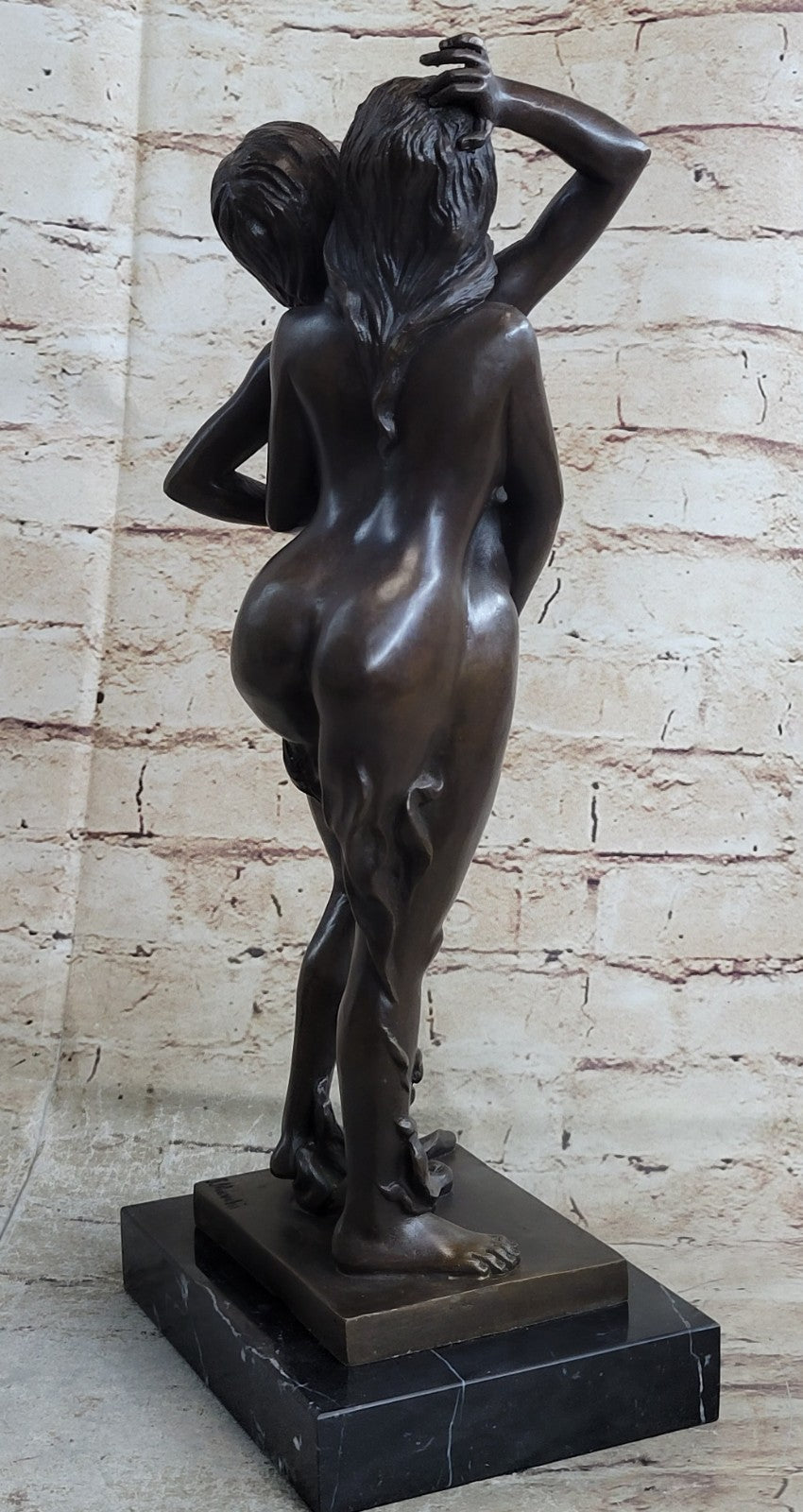 100% Solid Genuine Bronze Nude Naked Sculpture Marble Figure Artwork