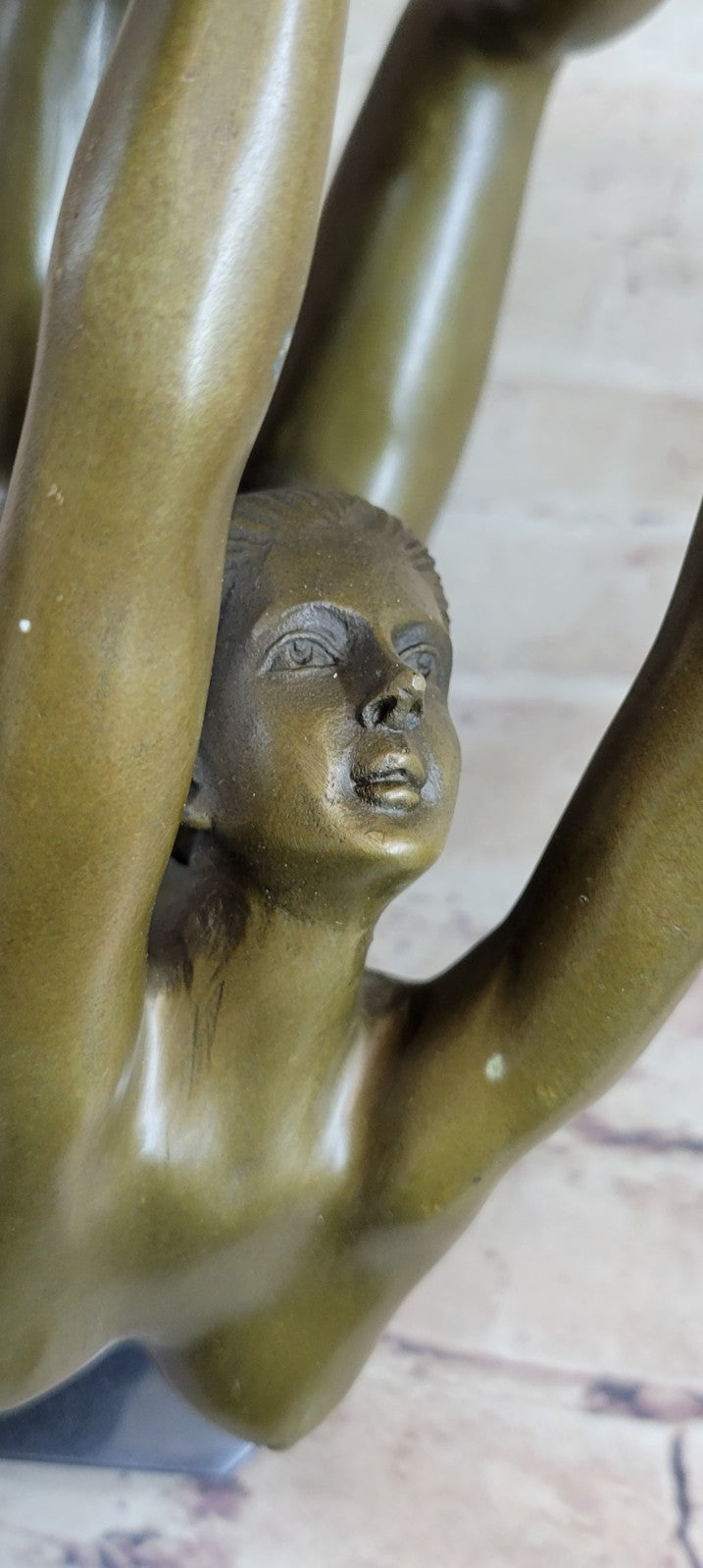 Lovely Vintage Art Deco French Bronze Nude Female Gymnast Acrobat Statue Mavchi