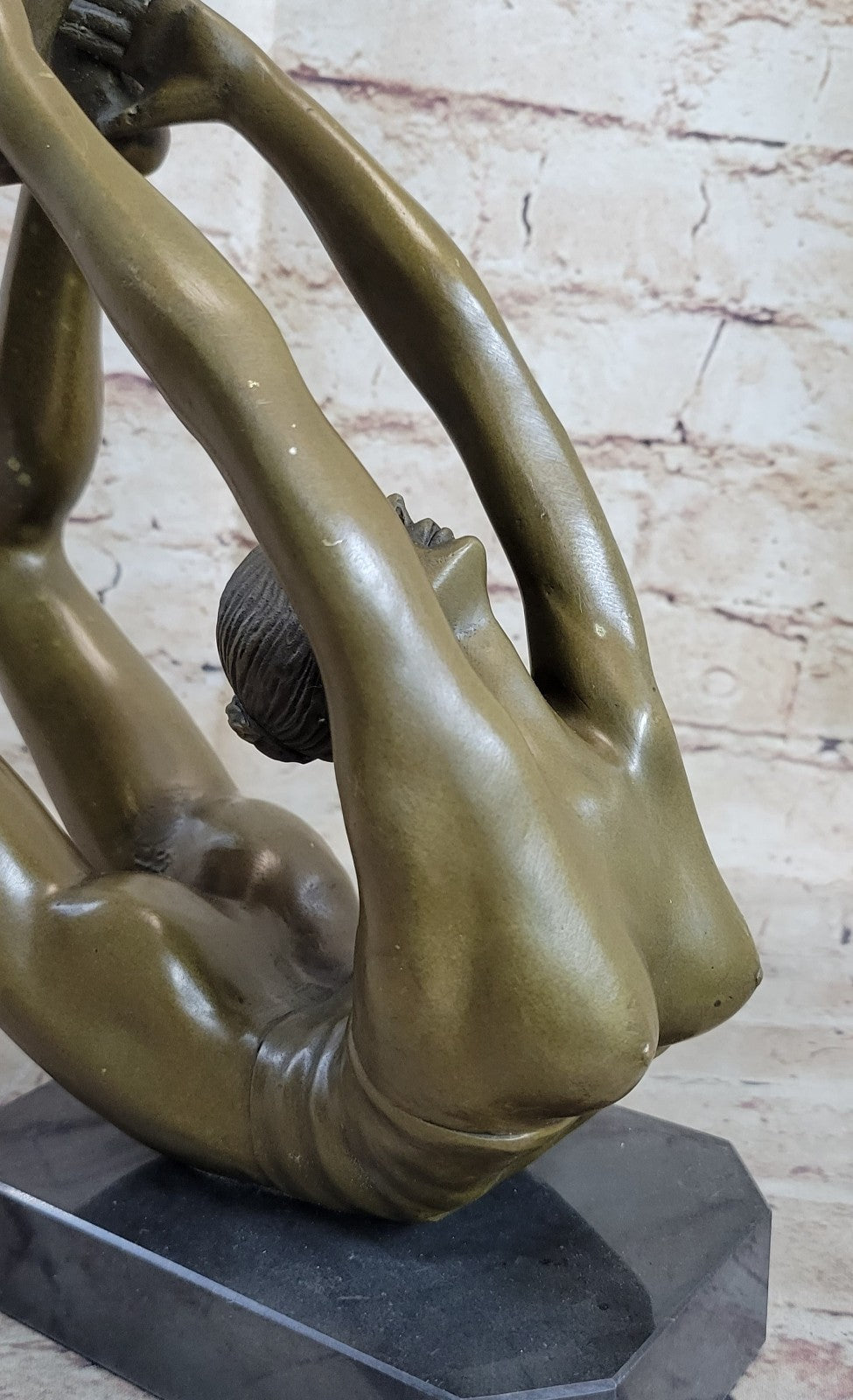 Lovely Vintage Art Deco French Bronze Nude Female Gymnast Acrobat Statue Mavchi