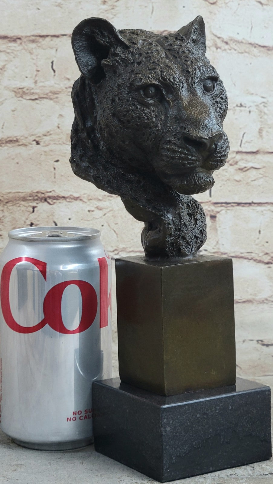100% Solid Bronze Male Lion Head Bust by Mene Sculpture Figurine Figure Gift