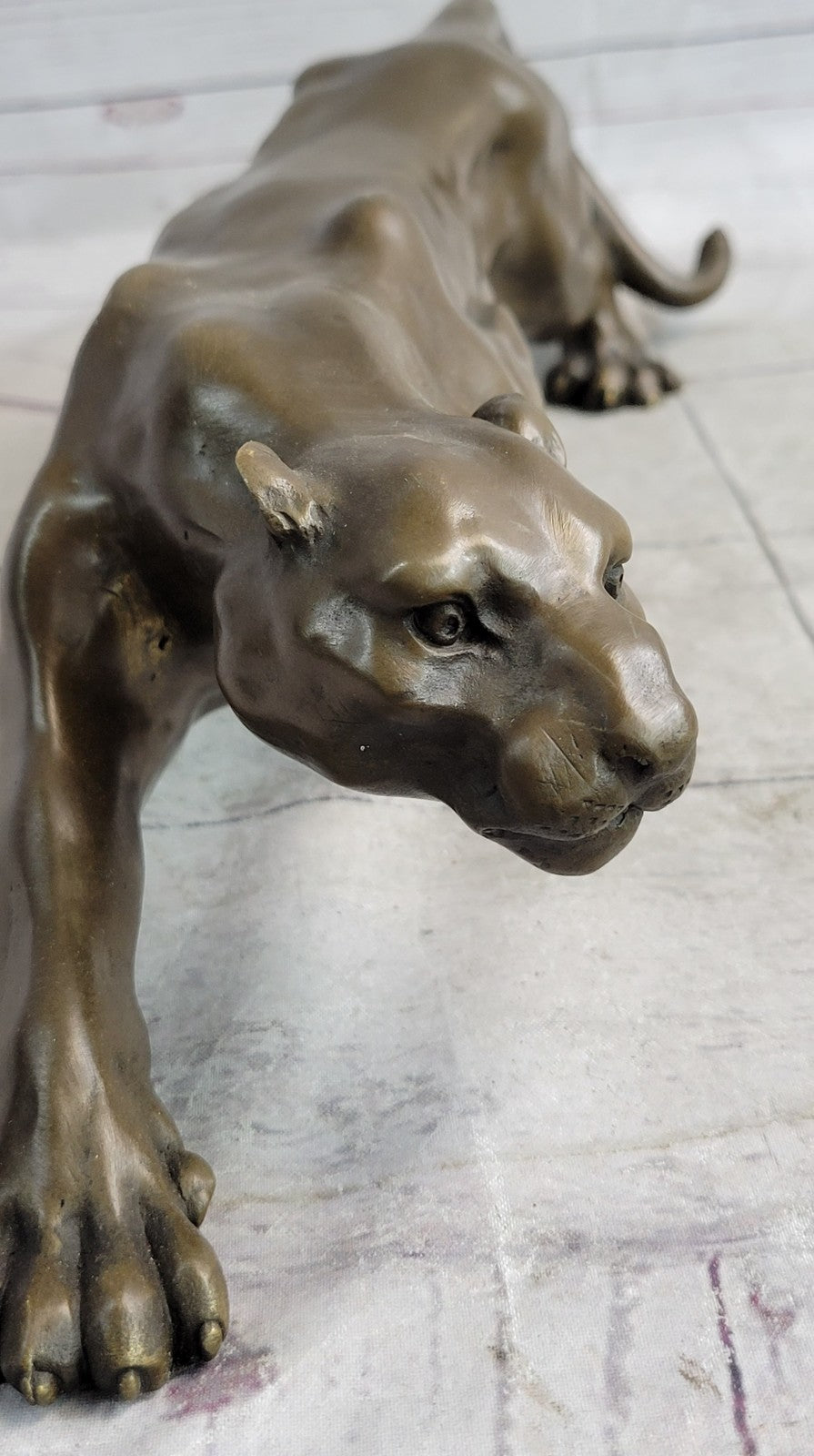 Jaguar Panther Leopard Cougar Mountain Lion Bronze Hot Cast Statue Fig