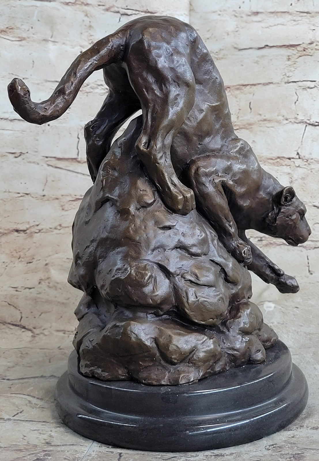 Handcrafted Wildlife Animal Jaguar Cougar Bronze Museum Quality Artwork Figure