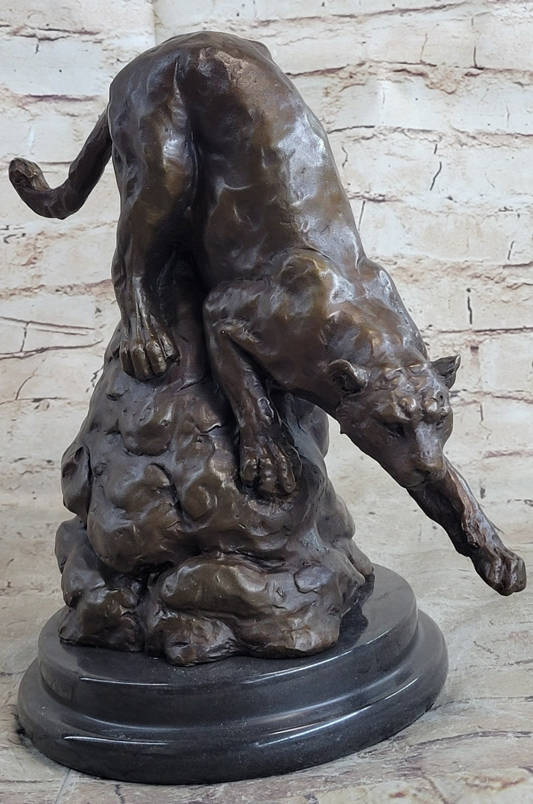 Handcrafted Wildlife Animal Jaguar Cougar Bronze Museum Quality Artwork Figure