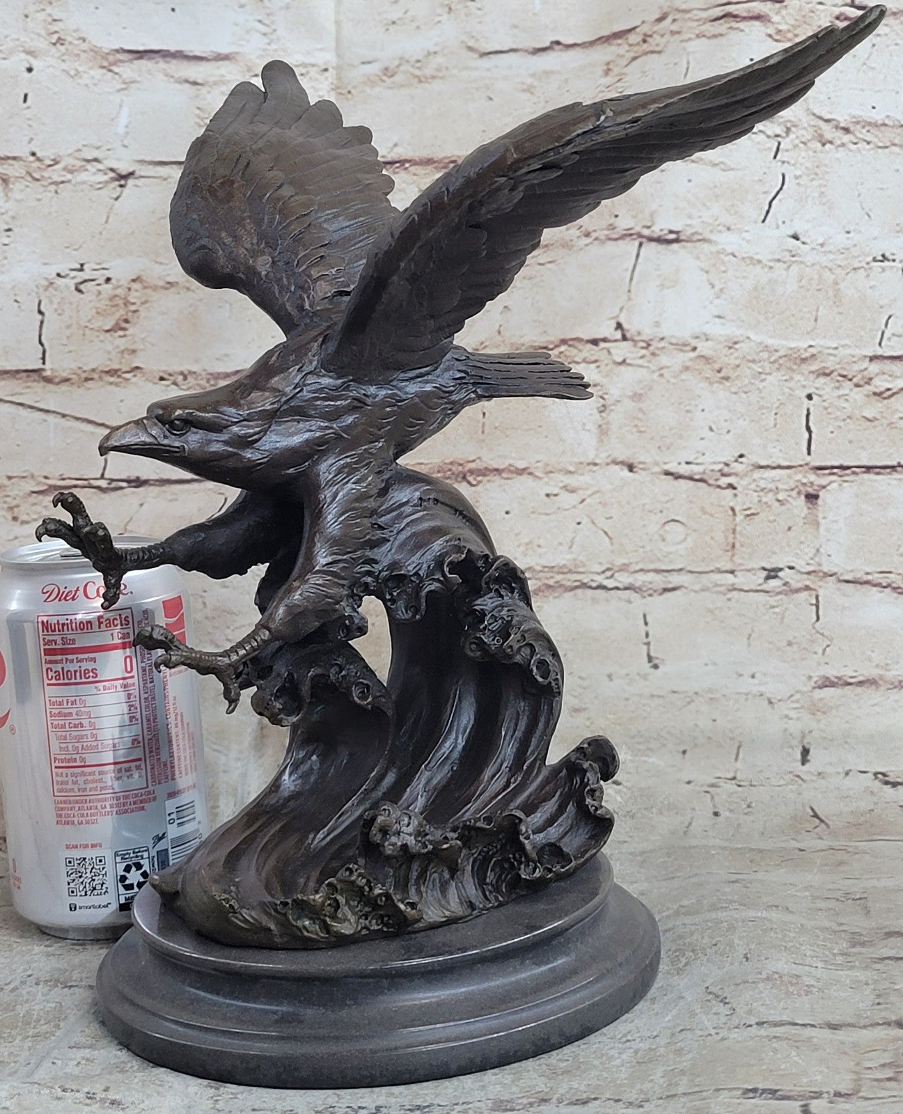 Hot Cast American Eagle Falcon Art Deco Bronze Sculpture Marble Base Figurine