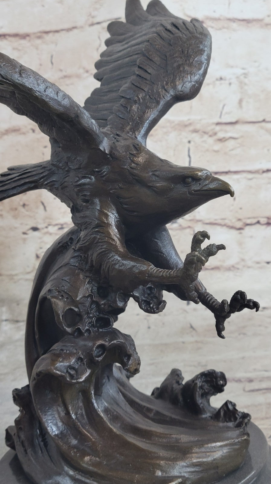 Hot Cast American Eagle Falcon Art Deco Bronze Sculpture Marble Base Figurine