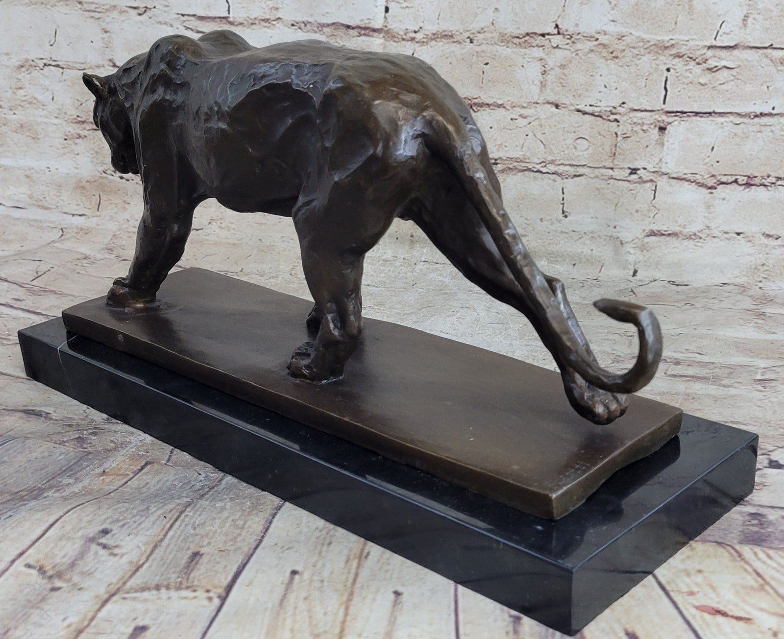 Large Bugatti Sleek Jaguar Puma Leopard Bronze Art Deco Figurine Sculpture Decor