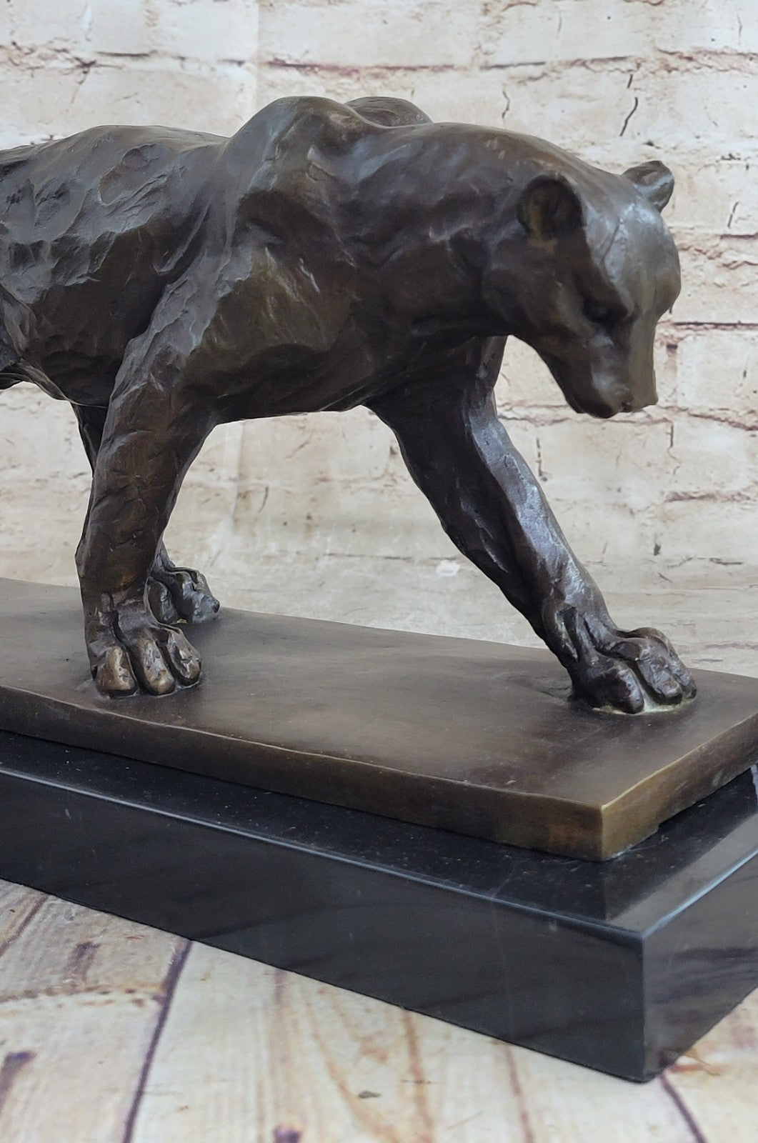 Large Bugatti Sleek Jaguar Puma Leopard Bronze Art Deco Figurine Sculpture Decor
